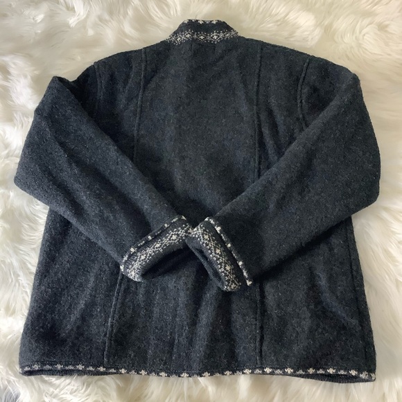 Icelandic Design 100% Wool Full Zip Fair Isle Floral Embroidered Jacket Womens M - Picture 8 of 13